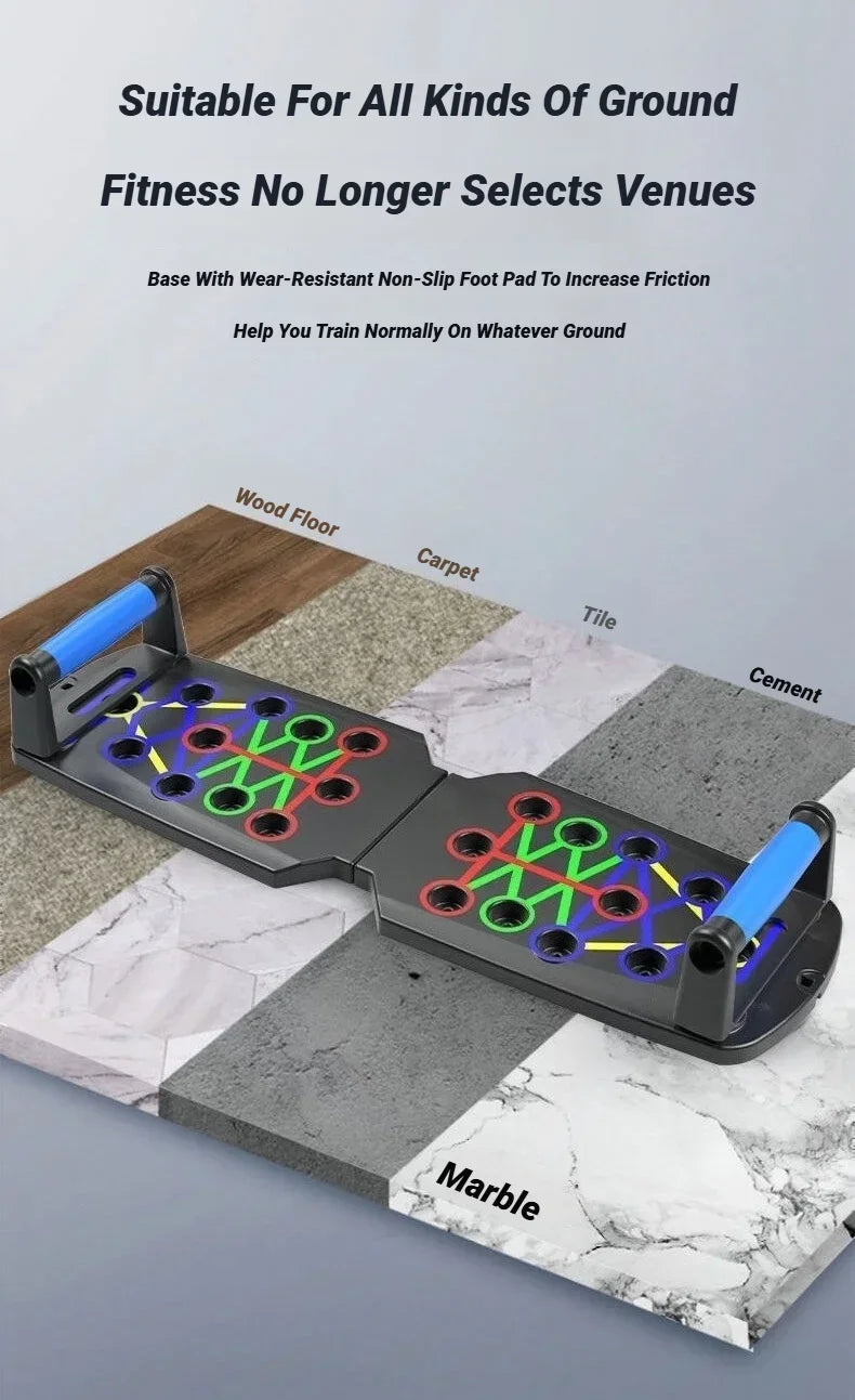 Juego de tabla de flexiones multifuncional portátil y plegable para entrenamiento de pecho, abdomen, brazos y espalda.