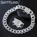 Pulsera BAYTTLING de plata de ley 925, 10 mm, cadena cubana de 8 pulgadas, para hombre y mujer, joyería de moda para fiestas y compromisos.