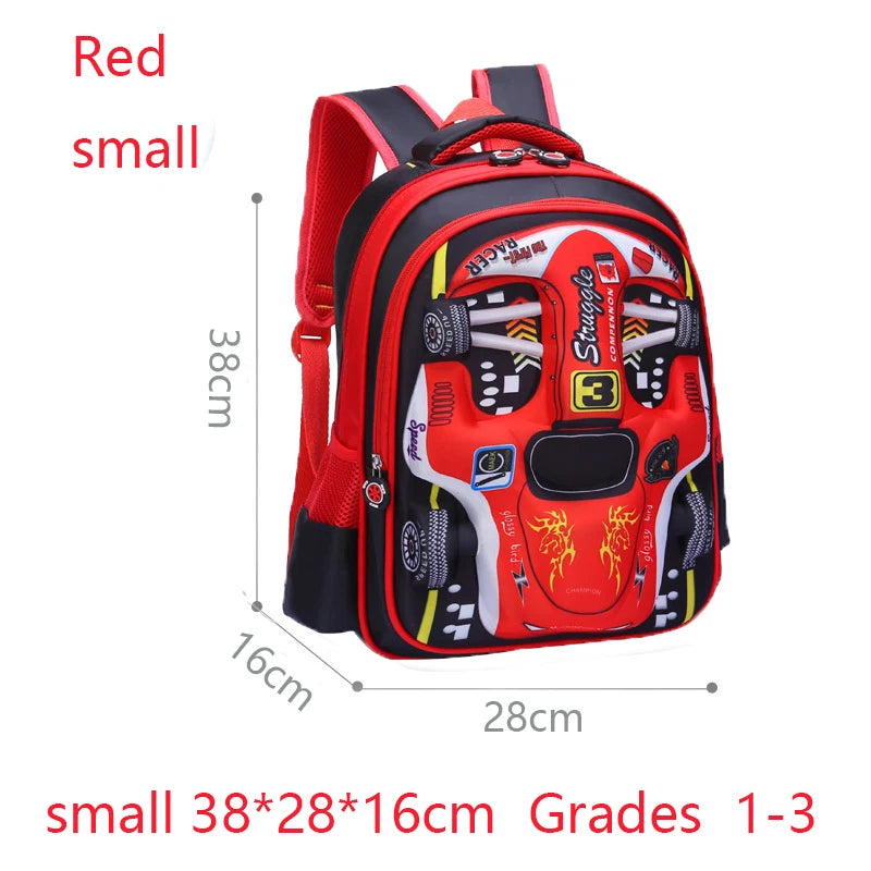 Mochila infantil personalizada con diseño de coche 3D para niño, divertida mochila escolar de dibujos animados para niños, mochila elegante para niños, duradera e impermeable.