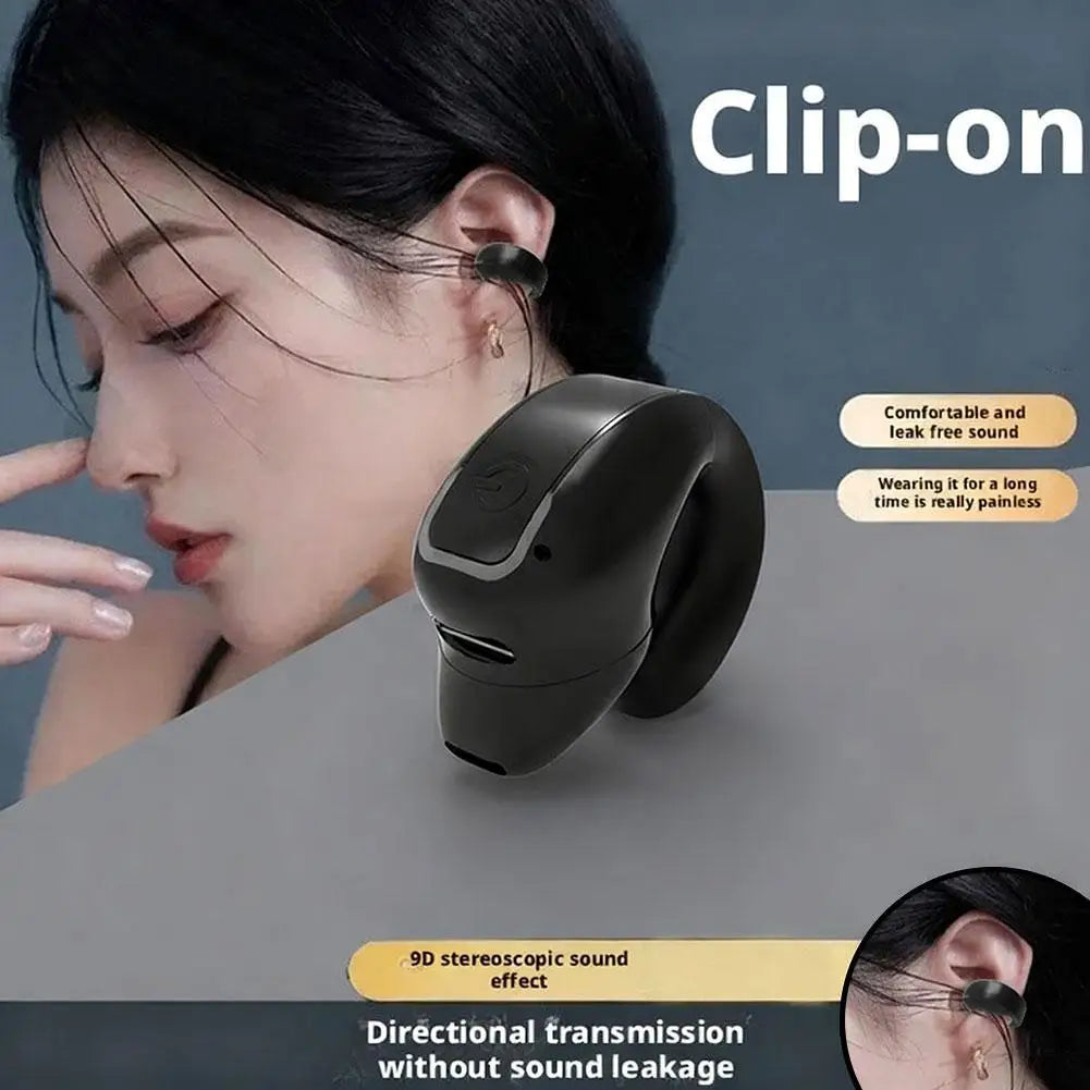 1PC Bone Conduction TWS Headphones Bluetooth Ear Clip Lightweight Business Sports Game Headset with Mic Noise Reduction Tool