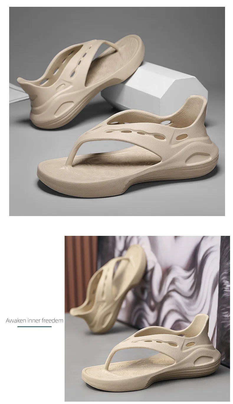 Sandalias deportivas para mujer, chanclas planas de verano, cómodas, informales, sin cordones, con plataforma ligera y diseño hueco.