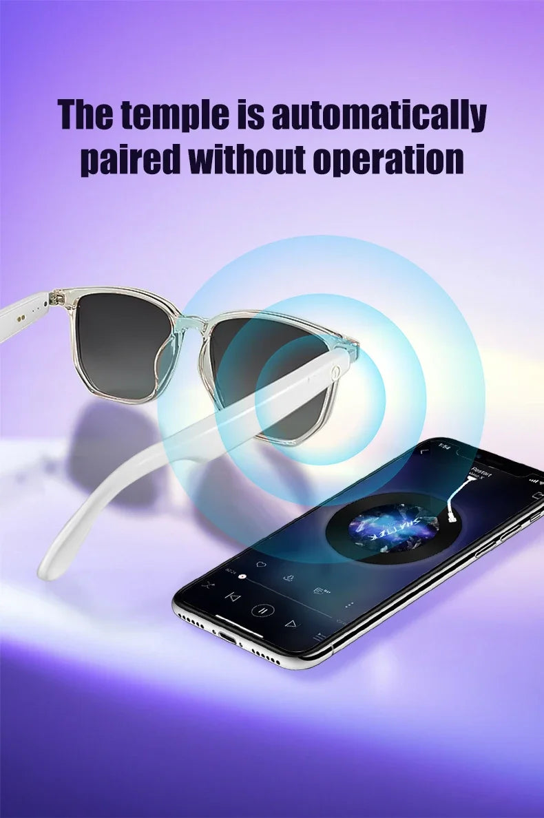 Gafas inteligentes GS03 mejoradas con cámara, grabación de vídeo, reconocimiento fotográfico por IA, traducción de llamadas por Bluetooth y asistente de voz.