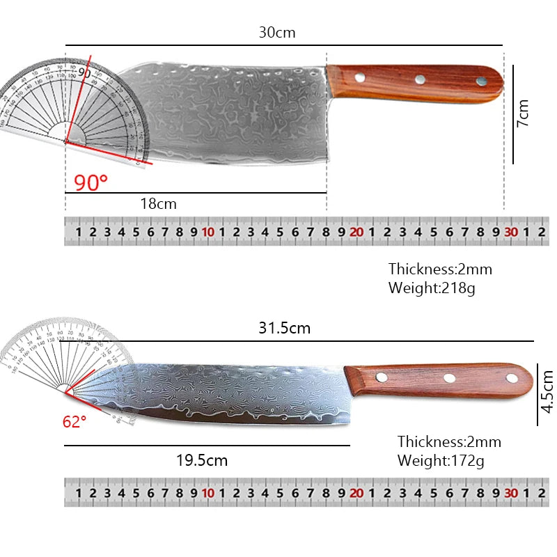 Cuchillo de cocina japonés de acero de Damasco de 67 capas para cortar carne, cuchillo Santoku, cuchillo de sushi y herramientas de cocina profesionales.