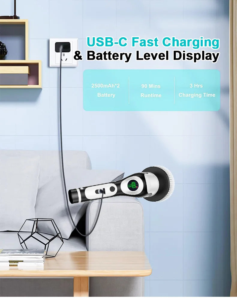 Cepillo de limpieza eléctrico multifuncional HOMEFISH, recargable por voz.