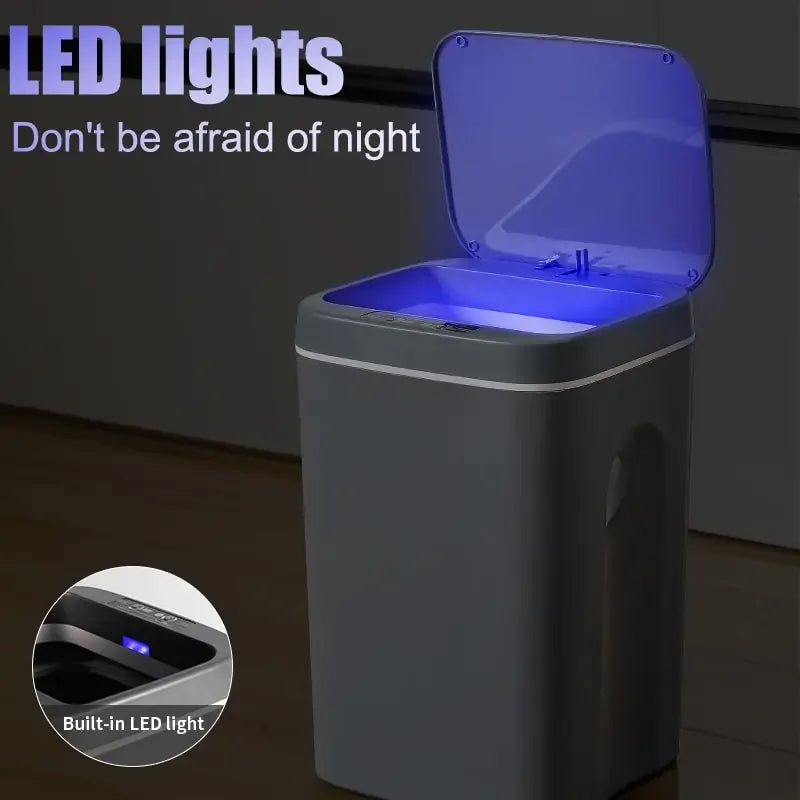 Cubo de basura inteligente de 12-16 litros con sensor automático, contenedor eléctrico impermeable para cocina y baño, para reciclaje y basura.