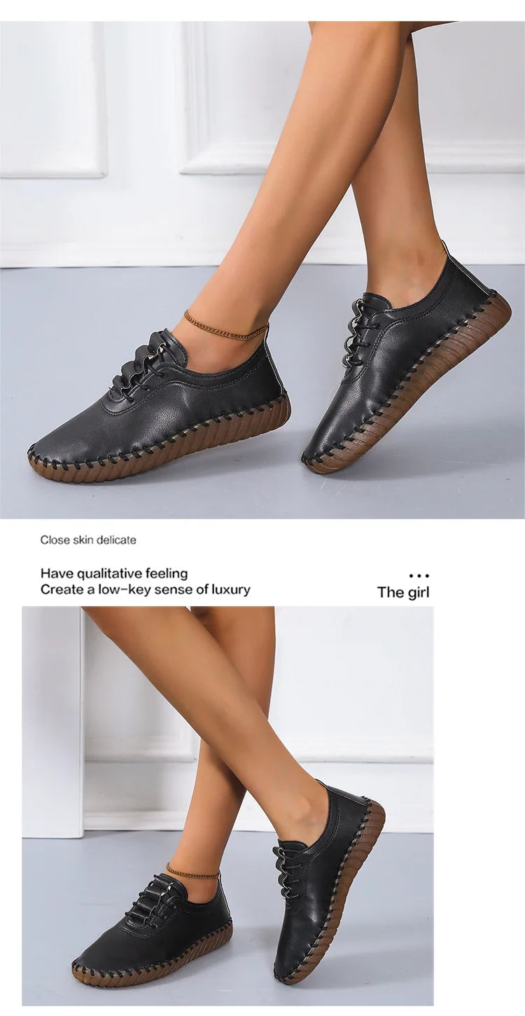 Zapatos planos para mujer 2025, nuevos, hechos a mano, zapatillas deportivas para mujer, zapatos casuales de moda para mamá, mocasines cómodos para mujer, tallas grandes 35-43.