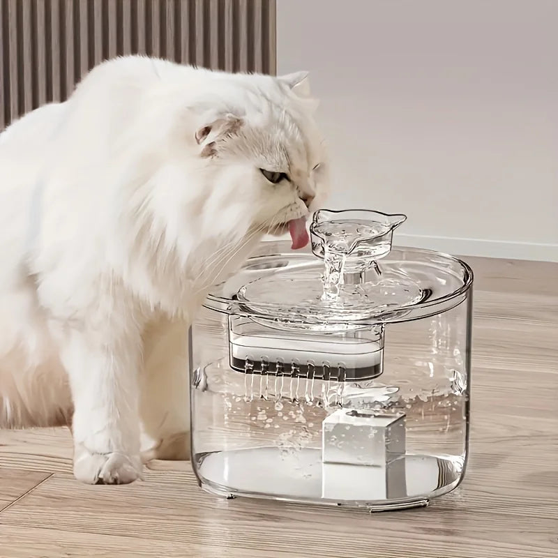 1 fuente de agua para mascotas de 2,2 L con dispensador automático de agua, agua potable fresca y filtrada, y funcionamiento silencioso.