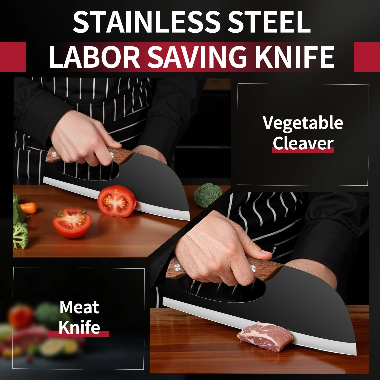 Cuchillo de cocina multifuncional que ahorra esfuerzo, afilado para cortar verduras y carne, ideal para matar pescado y como cuchillo de chef profesional.