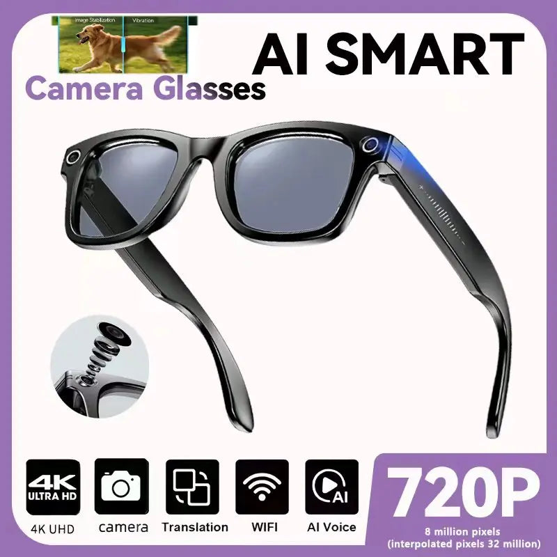 Gafas de sol inteligentes 2025 con IA, cámara de vídeo de 8 MP, traducción, Bluetooth, llamadas, reproducción de música, para hombres y mujeres, grabación al 100%.
