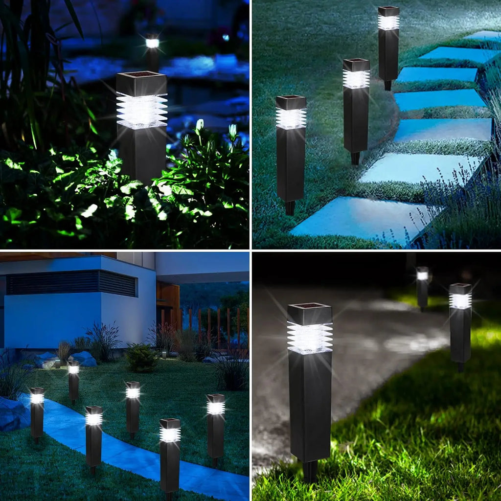 Luces solares para jardín, luces solares LED para caminos exteriores, iluminación paisajística impermeable IP65 para decoración de patios traseros, senderos y entradas de vehículos.