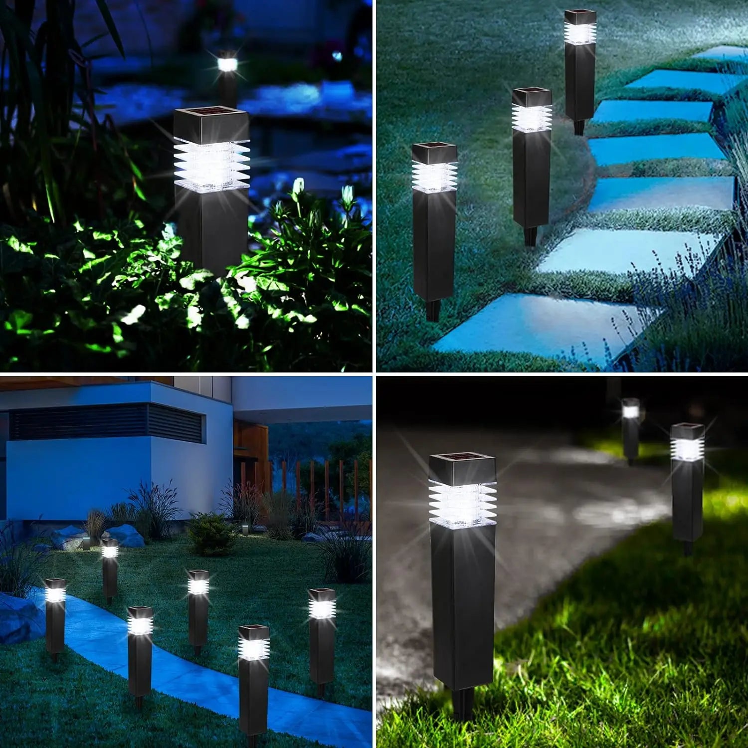 Luces solares para jardín, luces solares LED para caminos exteriores, iluminación paisajística impermeable IP65 para decoración de patios traseros, senderos y entradas de vehículos.