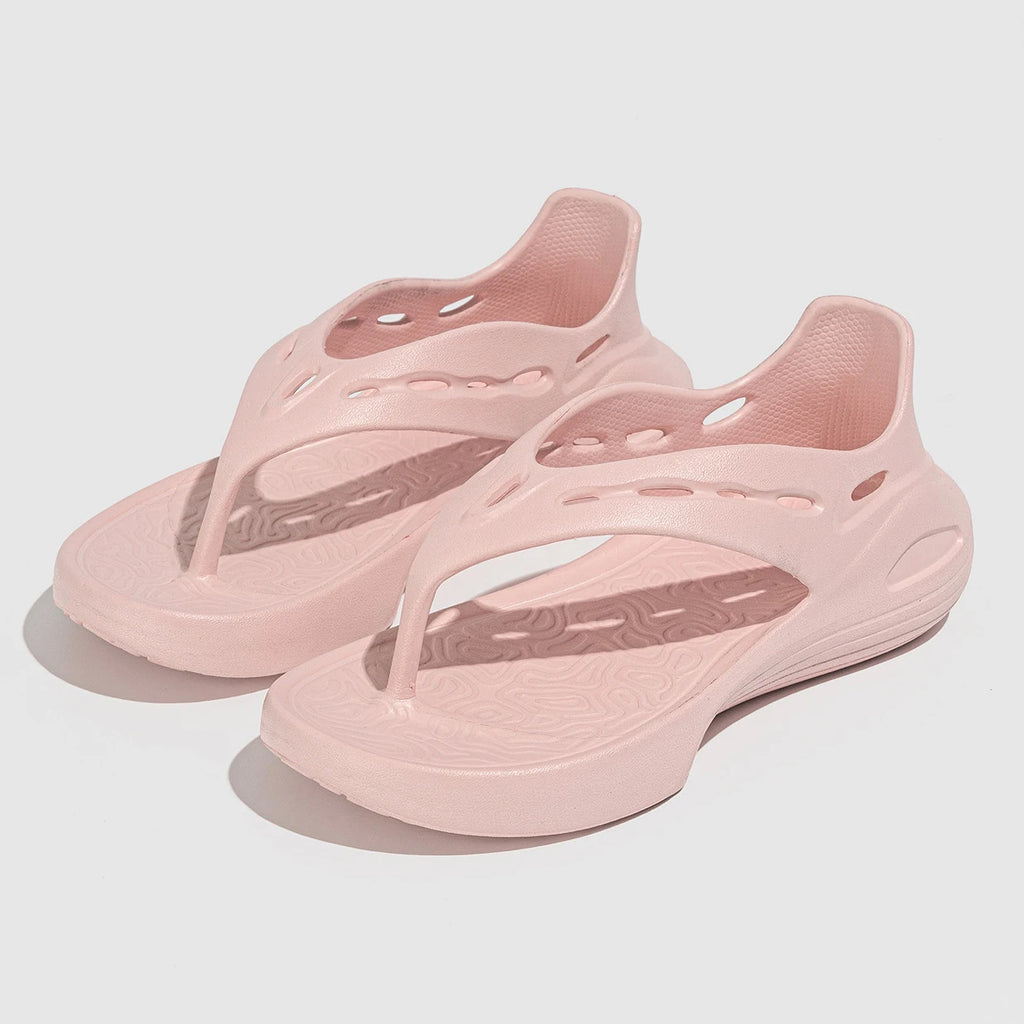 Sandalias deportivas para mujer, chanclas planas de verano, cómodas, informales, sin cordones, con plataforma ligera y diseño hueco.