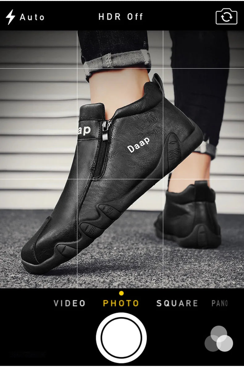 Zapatos casuales nuevos para hombre 2024, botines de lujo con punta redonda, zapatos ligeros sin cordones para caminar, zapatillas altas cómodas para hombre, ideales para actividades al aire libre.