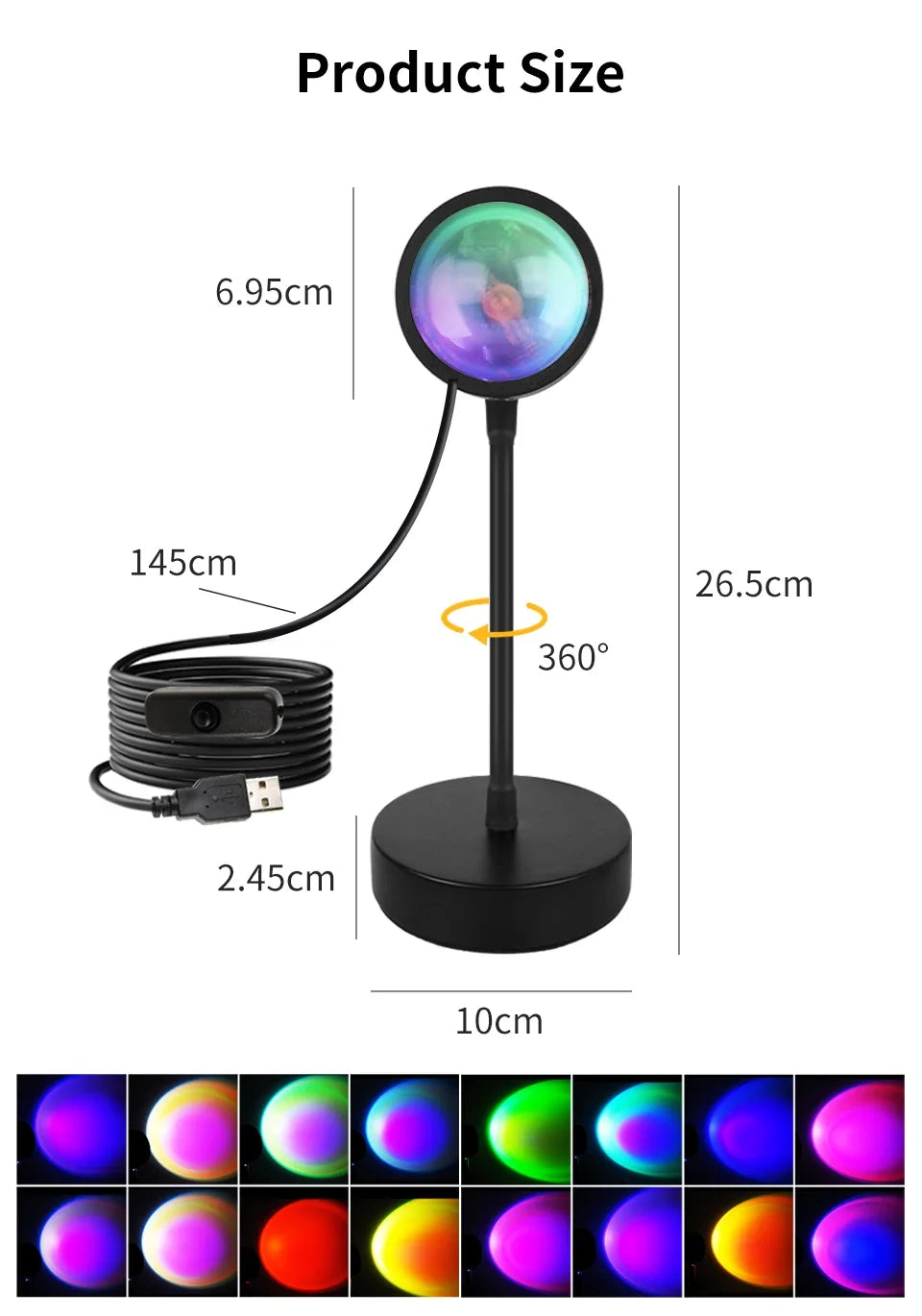Lámpara inteligente de puesta de sol Tuya, proyector USB de puesta de sol.