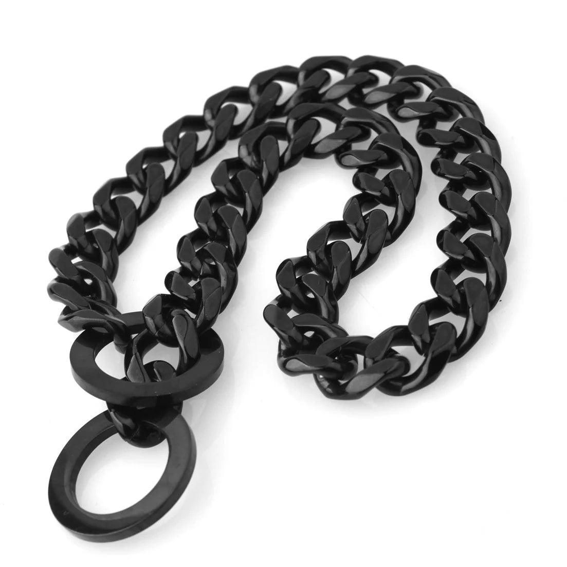 Collar de adiestramiento para perros grandes con cadena de eslabones cubanos dorados de 15 mm.