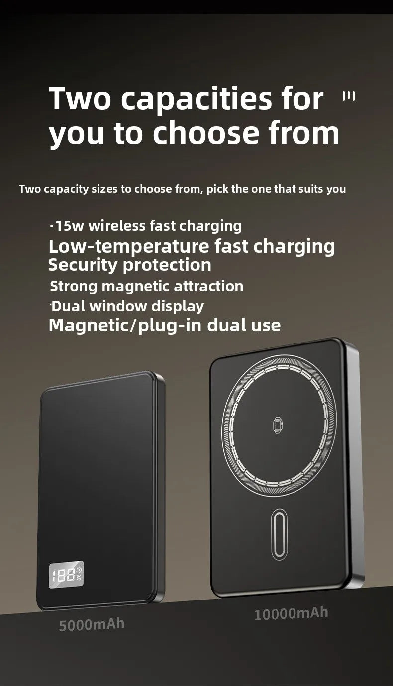 Batería externa magnética ultradelgada 3 en 1 de 10000 mAh con carga rápida y cable integrado para relojes y auriculares recargables PD 22.5WS