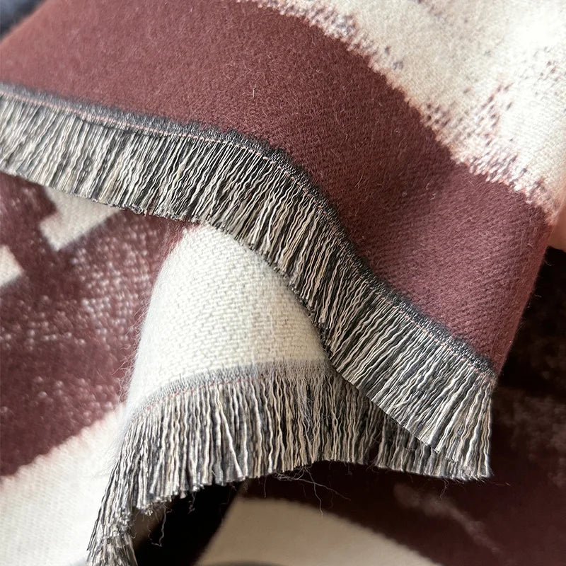 Bufanda de mujer nueva de la marca 2025 con letras, de lujo, para otoño e invierno, cálida, con estampado, tipo pashmina. Bufanda tipo foulard.