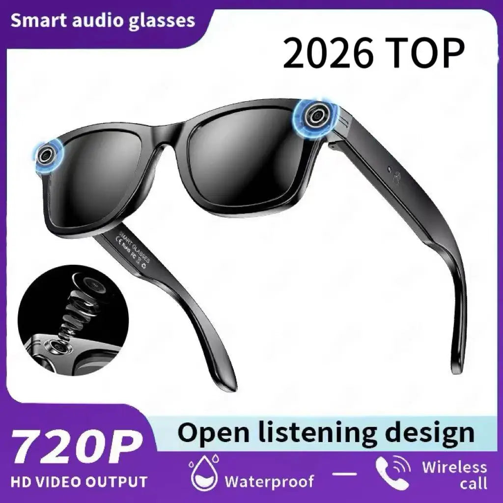 Gafas inteligentes con IA 2026 con cámara de 8 MP, grabación de video, traducción a más de 100 idiomas, Bluetooth, llamadas y reproducción de música. Para hombres y mujeres.