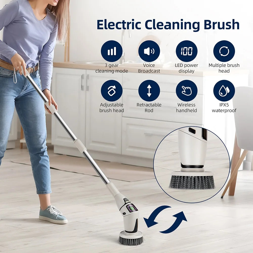 Cepillo de limpieza eléctrico 10 en 1, cepillo de limpieza eléctrico inalámbrico, cepillo de limpieza giratorio, cepillo de limpieza para ducha, cocina, baño y hogar.