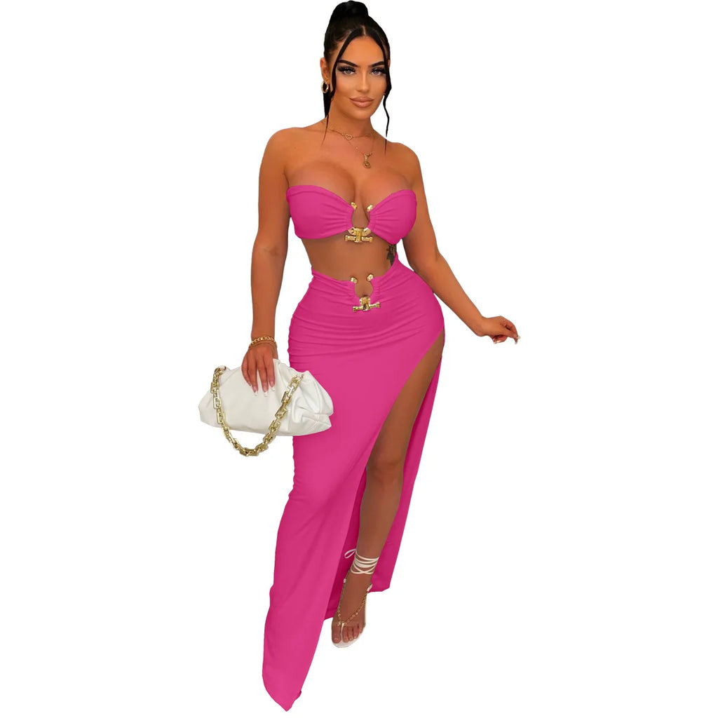 Traje de falda asimétrico y sexy para mujer, estilo casual europeo y americano, ideal para la playa.
