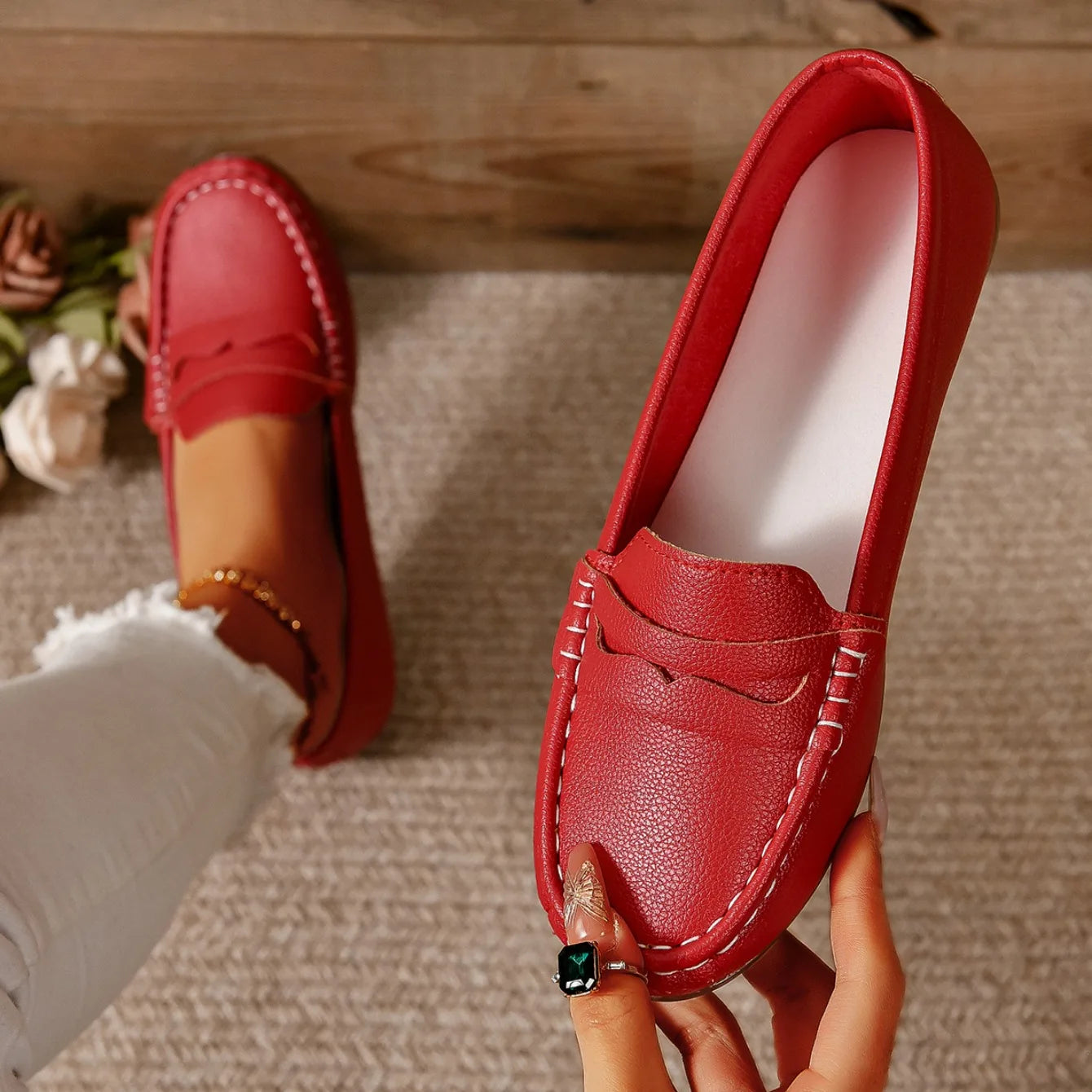 Zapatos planos para mujer, cómodos, ligeros, a la moda, mocasines, ideales para primavera y otoño, zapatillas casuales de suela fina, zapatos para exteriores para mujer.