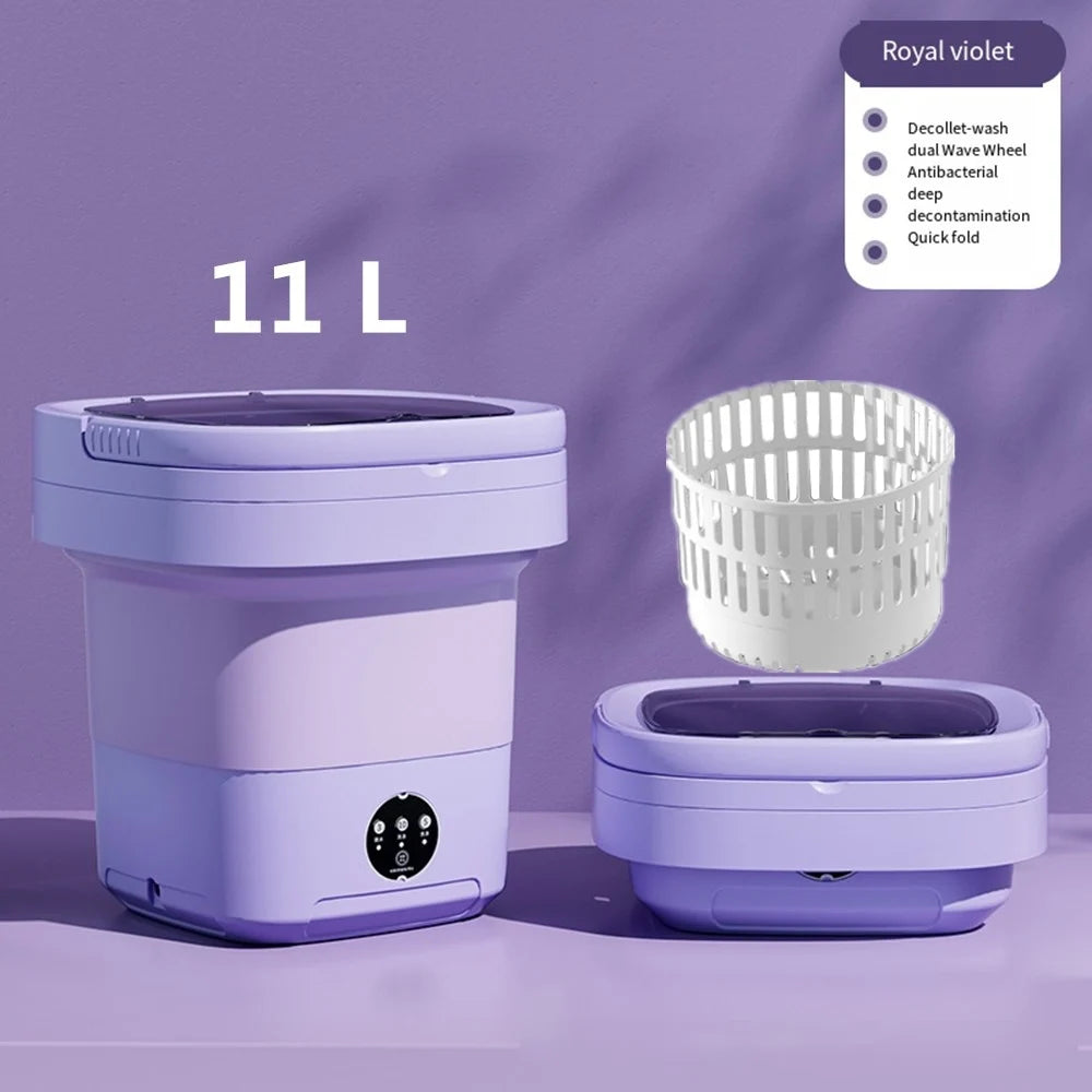 Lavadora portátil plegable de 6L y 11L con centrifugadora para ropa, ropa interior y calcetines, ultrasónica, para viajes y hogar. Mini lavadora de 110V y 220V.