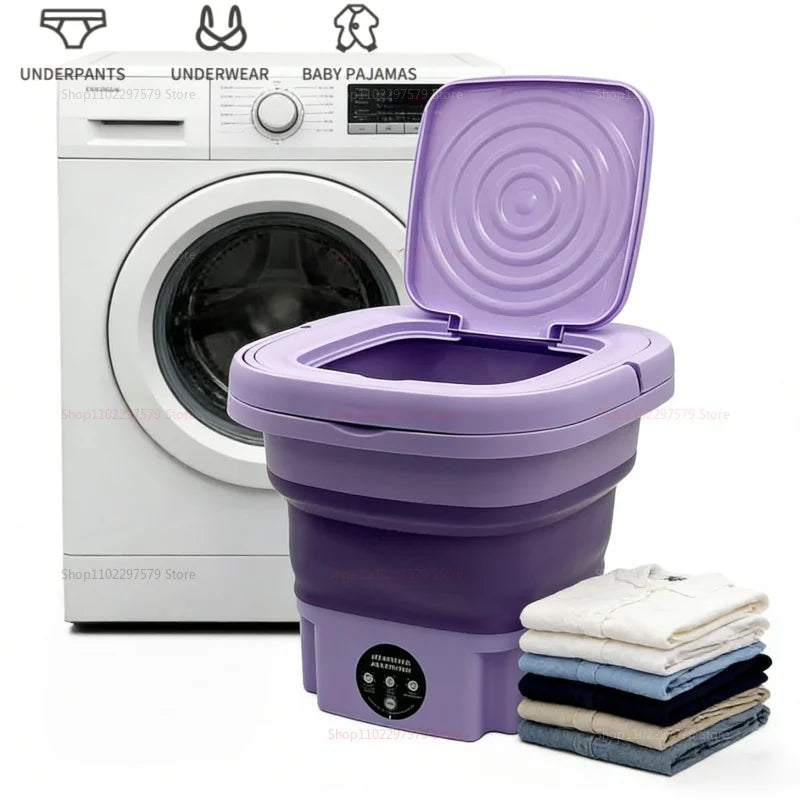 Lavadora portátil mini plegable de 8 litros con centrifugadora, lavadora compacta para calcetines y ropa interior, ideal para viajes, dormitorios y uso doméstico.
