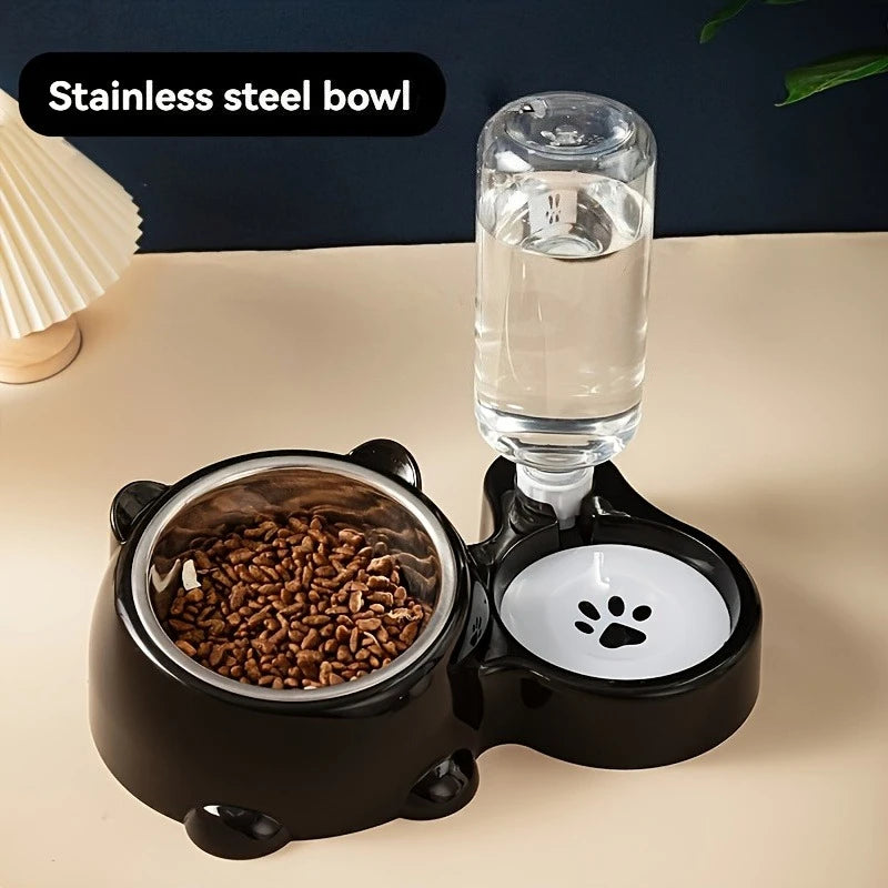 Comedero y dispensador de agua automático para mascotas, sistema de alimentación integrado para gatos y perros, no necesita pilas ni electricidad, boca inclinada.