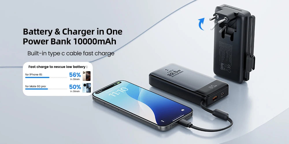 MOVESPEED S10Pro Power Bank magnético de 10000 mAh, batería externa portátil inalámbrica con soporte para MagSafe PowerBank para iPhone 16