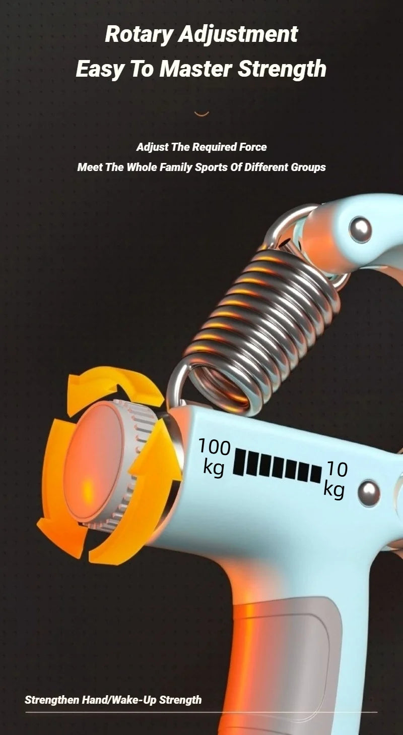 Entrenador fortalecedor de agarre manual ajustable de 10 a 100 kg con contrapeso para muñeca y antebrazo, y ejercitador para el desarrollo muscular.