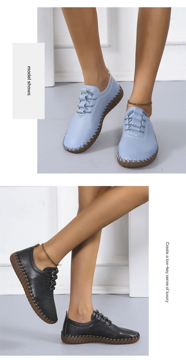 Zapatos planos para mujer 2025, nuevos, hechos a mano, zapatillas deportivas para mujer, zapatos casuales de moda para mamá, mocasines cómodos para mujer, tallas grandes 35-43.