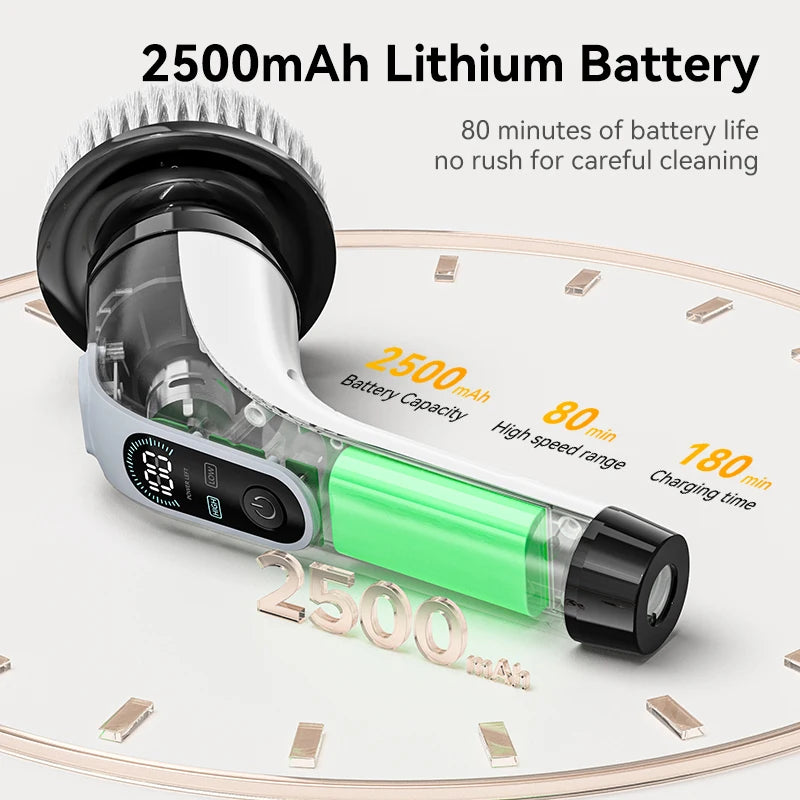 Cepillo de limpieza eléctrico inalámbrico 7 en 1 para baño, ventanas, limpiador giratorio eléctrico, cocina, inodoro, automóvil, hogar, rotación y limpieza.