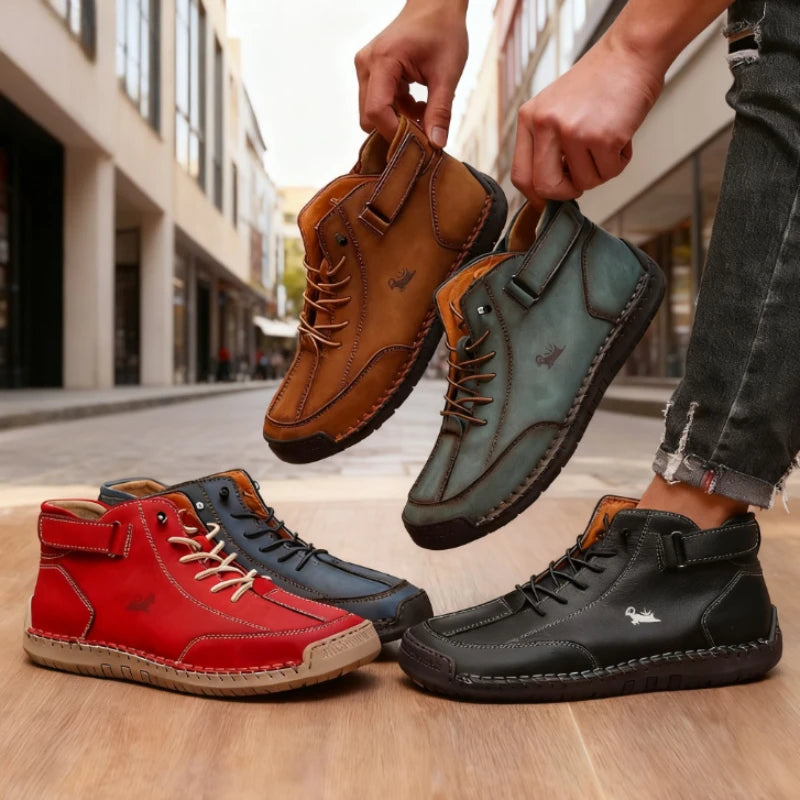 Botas de cuero hechas a mano Barefoot para hombre, ideales para primavera y otoño. Mocasines cómodos y suaves, estilo retro, antideslizantes y con caída cero.