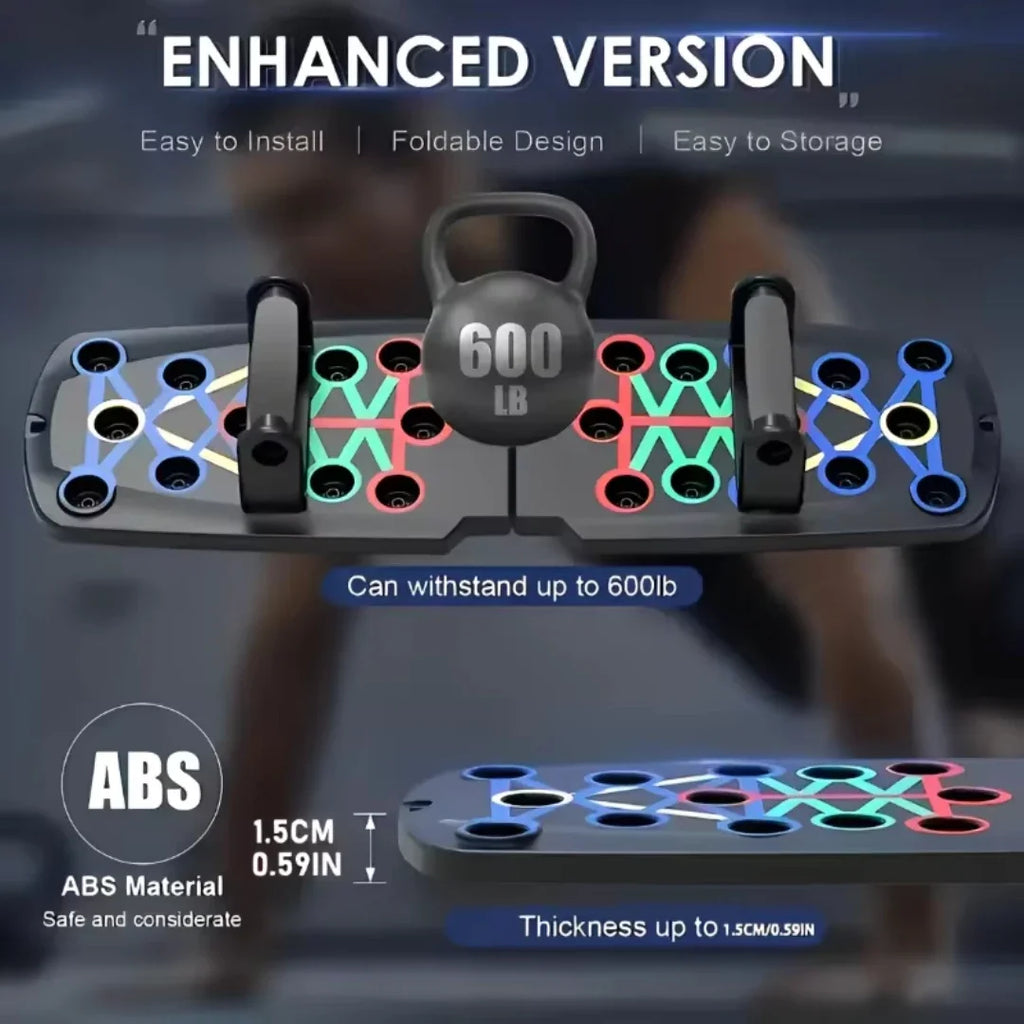 Juego de tabla de flexiones multifuncional portátil y plegable para entrenamiento de pecho, abdomen, brazos y espalda.