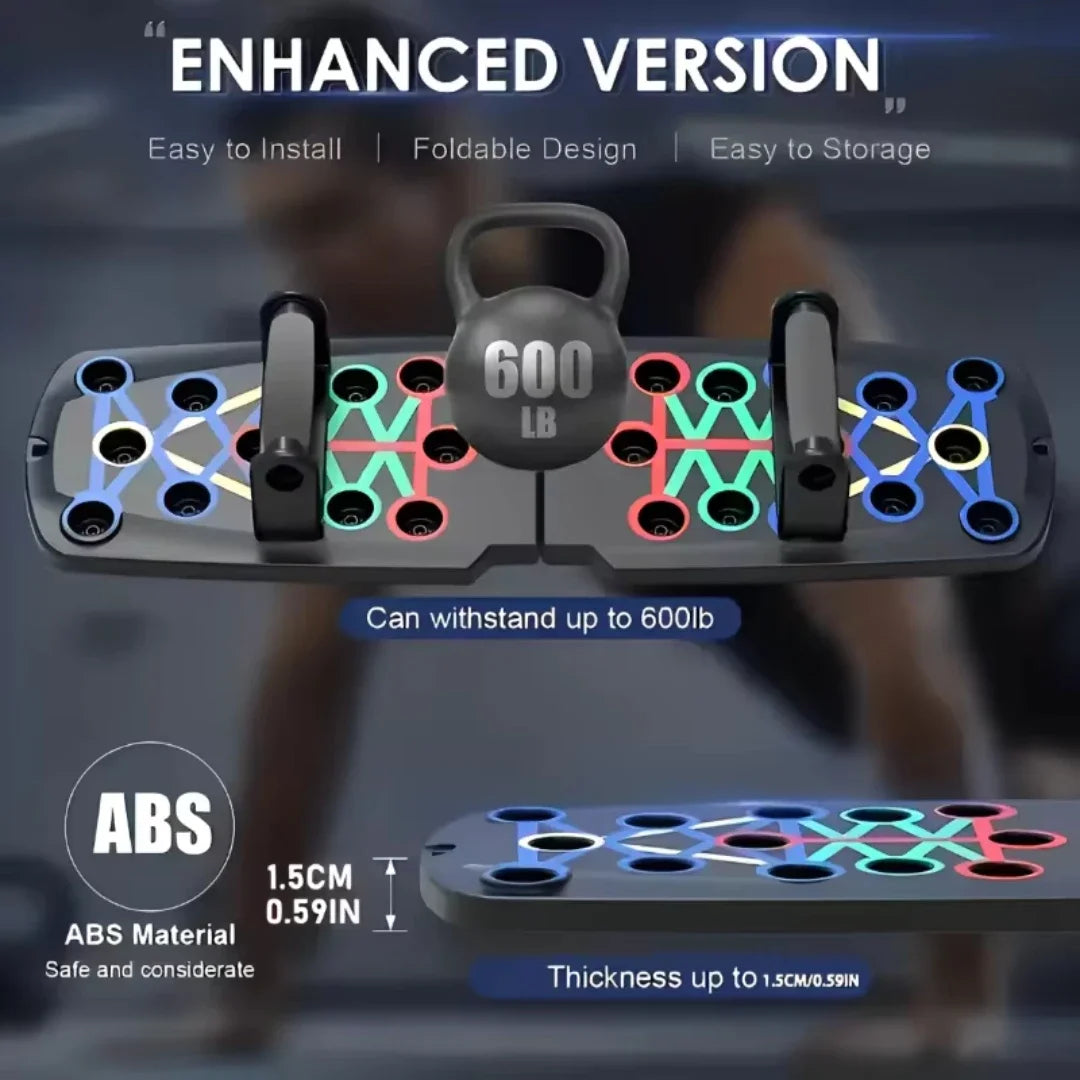Juego de tabla de flexiones multifuncional portátil y plegable para entrenamiento de pecho, abdomen, brazos y espalda.