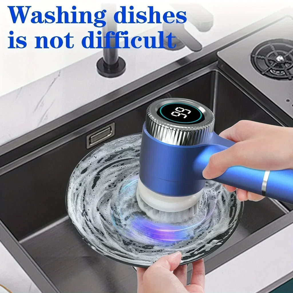 Nuevo cepillo de limpieza eléctrico multifuncional para cocina, baño e inodoro. Potente y portátil. Pantalla LED.