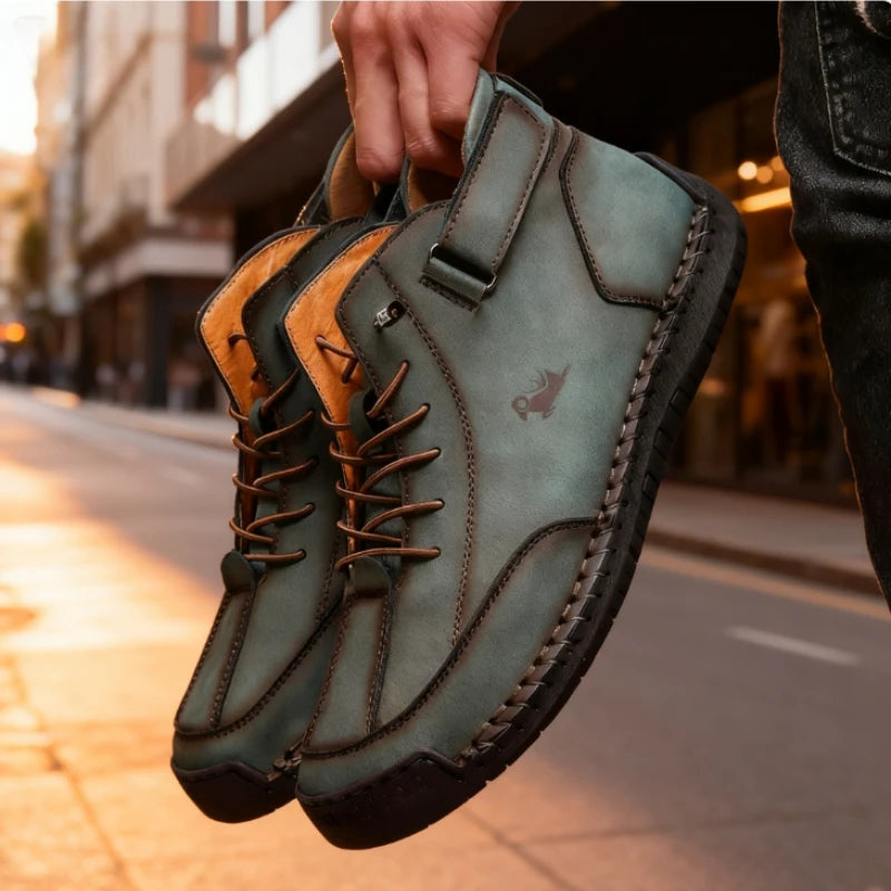 Botas de cuero hechas a mano Barefoot para hombre, ideales para primavera y otoño. Mocasines cómodos y suaves, estilo retro, antideslizantes y con caída cero.