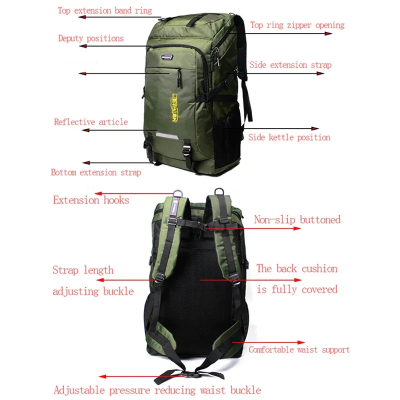 Mochila deportiva para hombre, ideal para escalada, viajes, camping, senderismo y la escuela.