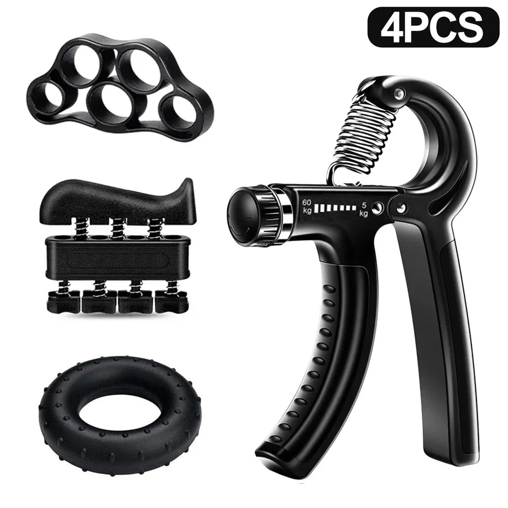 Entrenador de fortalecimiento de fuerza de agarre manual ajustable de 5 a 60 kg, juego completo con contador, ejercitador de muñeca, antebrazo y mano para fortalecer los músculos.
