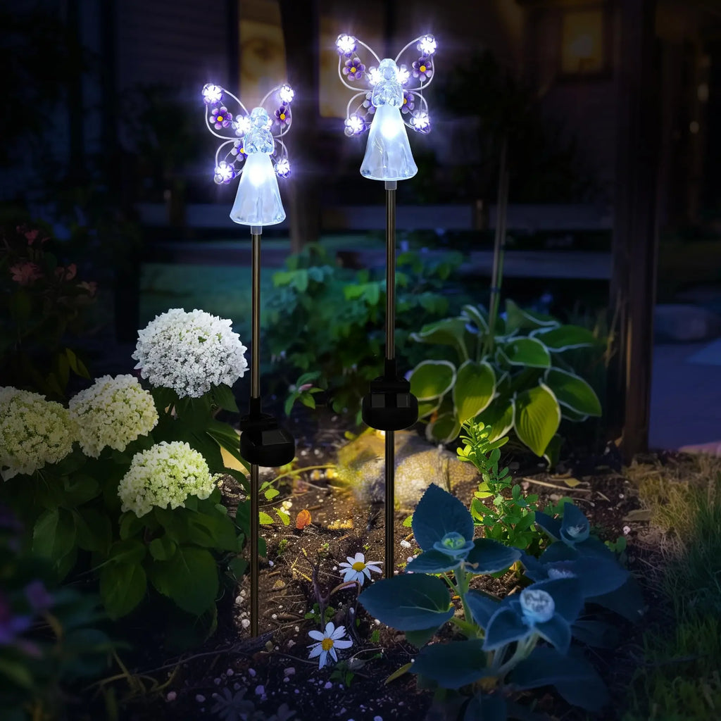 Luz solar de jardín con forma de ángel, luz solar decorativa para exteriores, impermeable, para caminos, tumbas, cementerios, regalo de condolencia