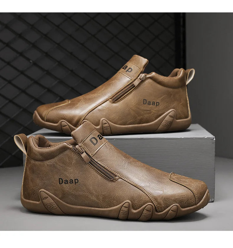 Zapatos casuales nuevos para hombre 2024, botines de lujo con punta redonda, zapatos ligeros sin cordones para caminar, zapatillas altas cómodas para hombre, ideales para actividades al aire libre.