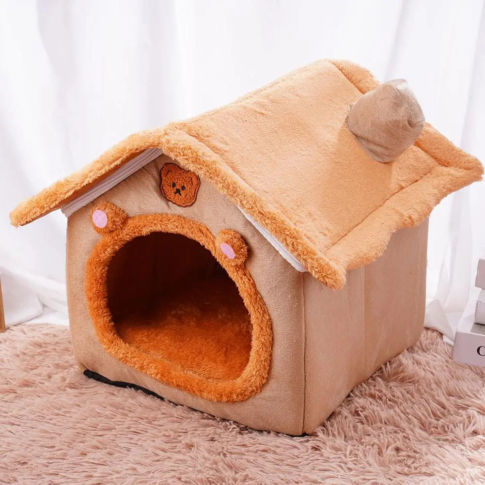 Casa para mascotas Cama para gatos Cueva para perros Caseta Saco de dormir cálido Tienda acogedora Cojín suave para cachorros Esterilla Suministros de invierno para interiores
