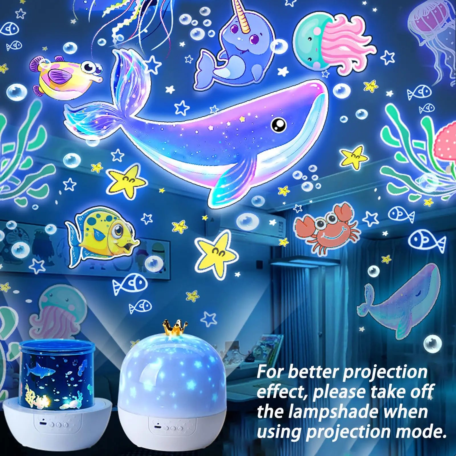 Proyector creativo de fantasía con rotación de 360°, 15 tipos de diapositivas.