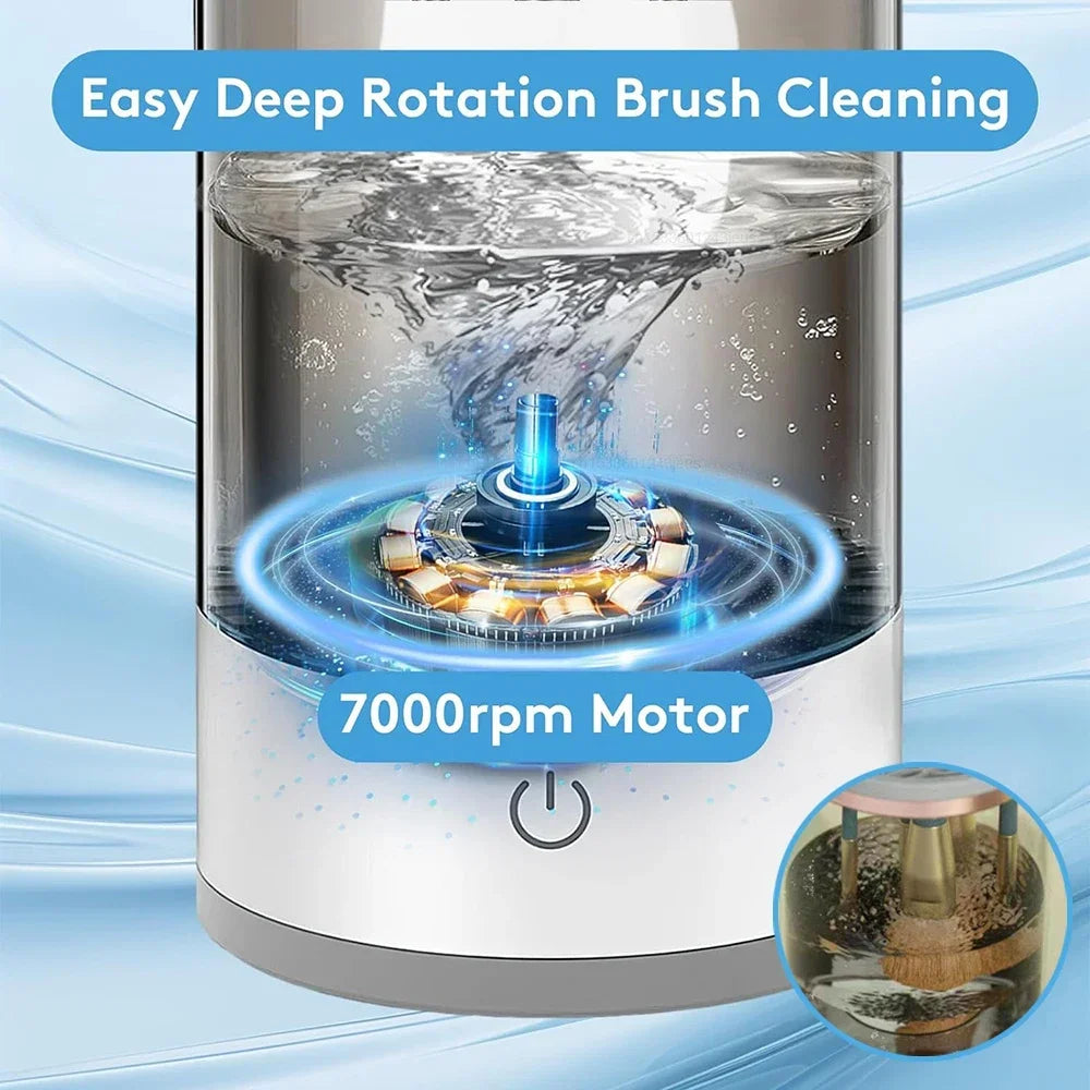 Limpiador eléctrico de brochas de maquillaje, herramienta recargable para limpiar brochas de maquillaje, soporte automático para limpiar brochas de maquillaje.