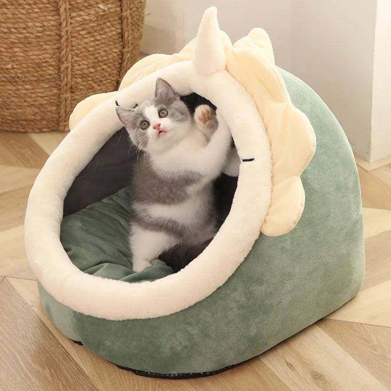 Cama para gatos Deep Sleep con diseño de dibujos animados, cama plegable, extraíble y lavable para mascotas, ideal para perros pequeños. Cama tipo cueva para gatos.