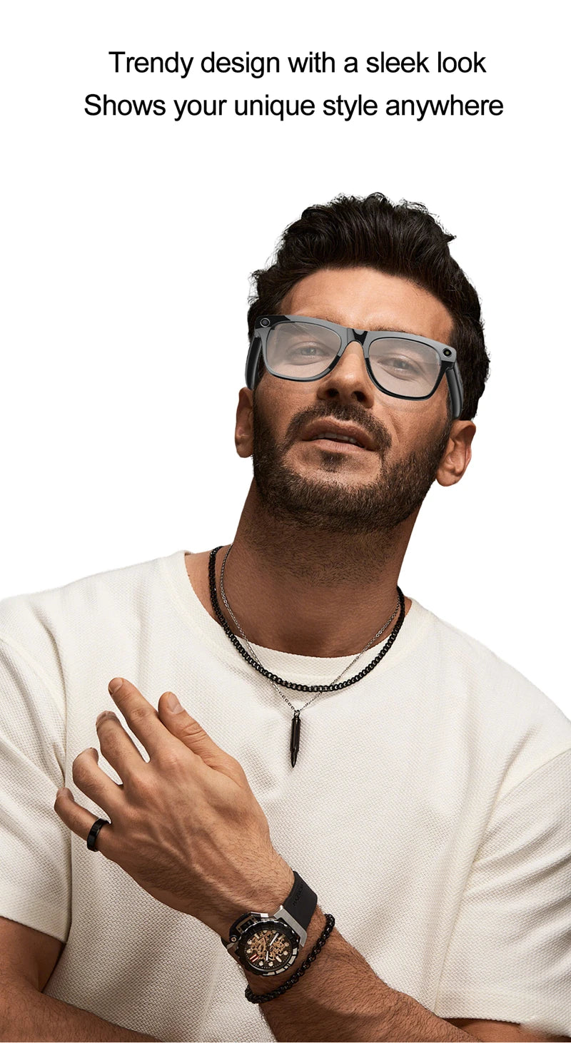 Gafas inteligentes 4K HD con IA, fotocromáticas, multifunción, Bluetooth, llamadas, asistente de voz, reproductor de música, traductor y cámara.