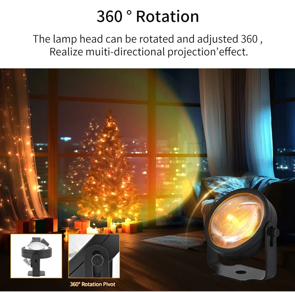 Lámpara inteligente de puesta de sol Tuya, proyector USB de puesta de sol.