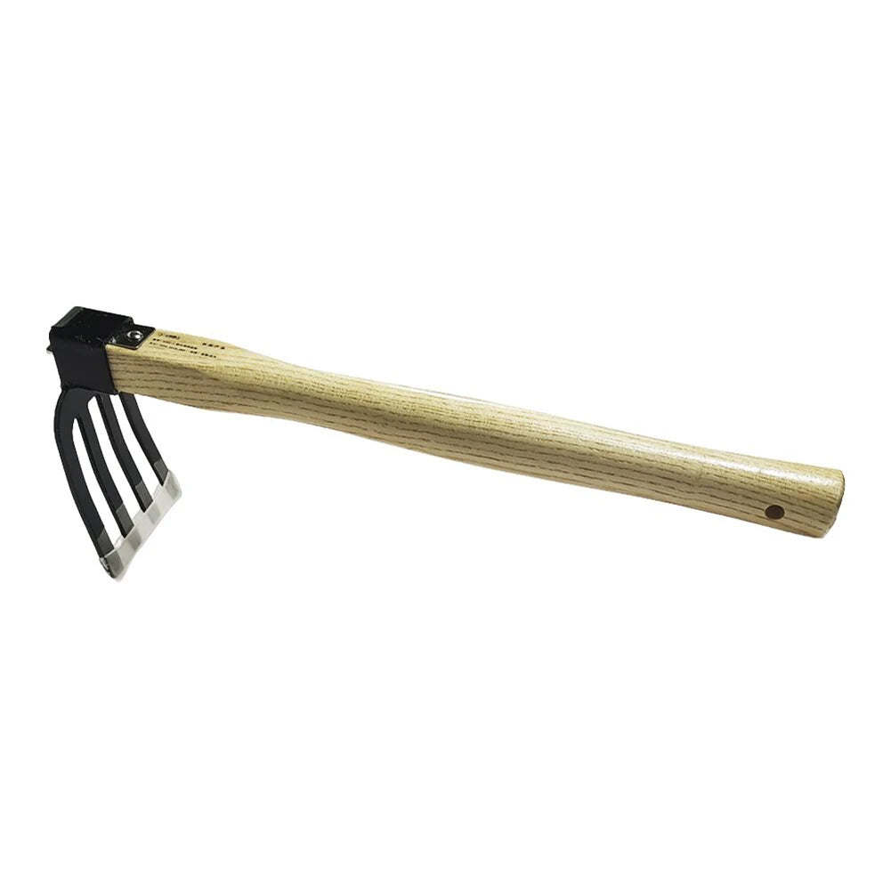 Rastrillo de mano para jardín con mango de madera, azada de doble propósito, azada y cultivador para cavar, desherbar, jardinería y cultivo.
