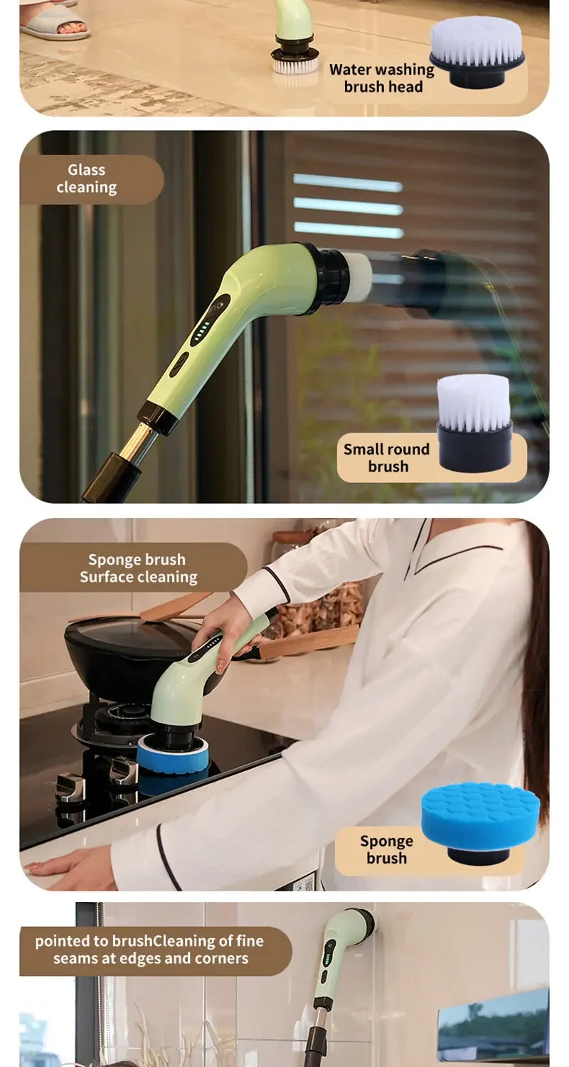 Cepillo de limpieza eléctrico inalámbrico para baño, ventanas, cocina, automóviles.