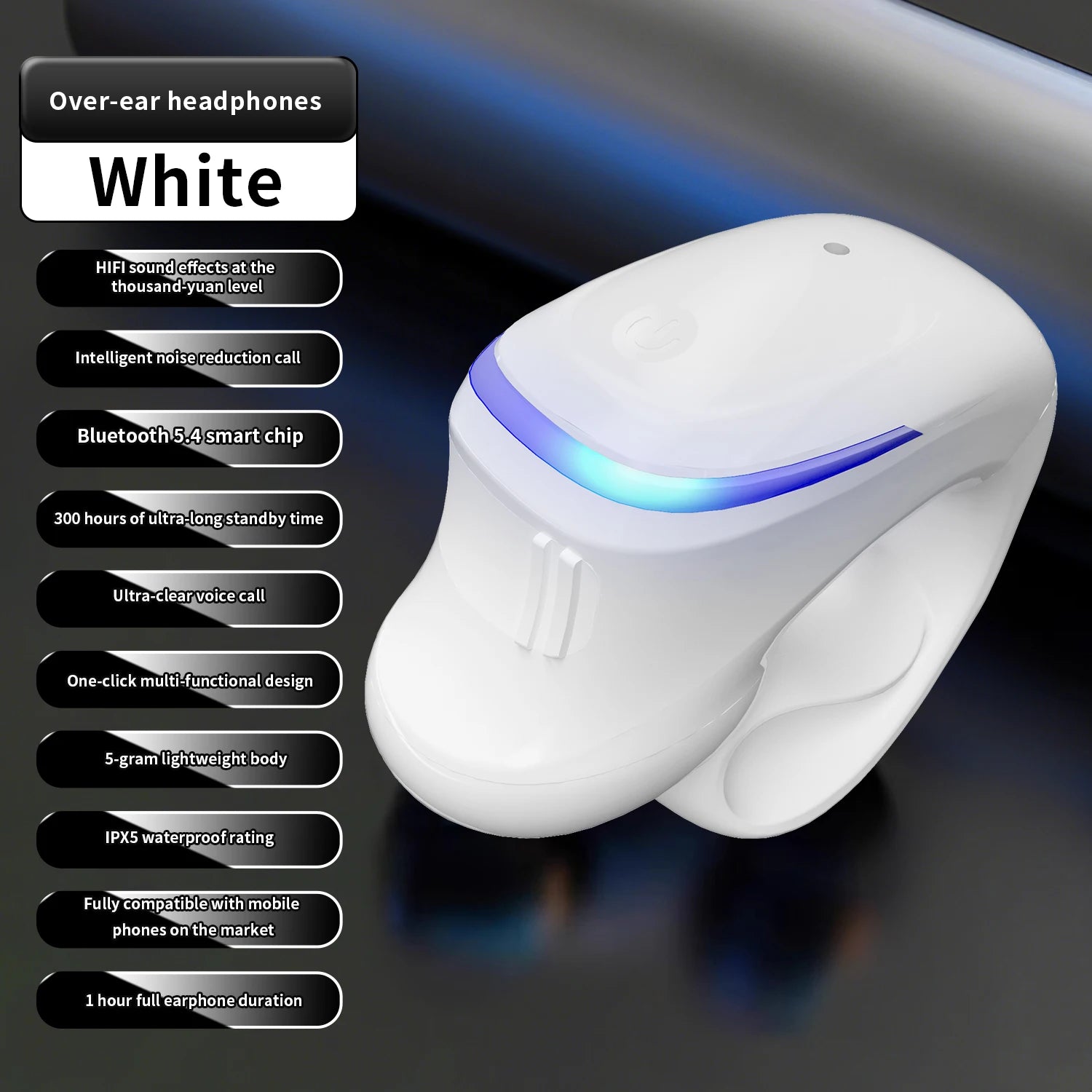 Auriculares inalámbricos Bluetooth de conducción ósea 5.3 con clip parlante, uso prolongado sin dolor, batería de muy larga duración